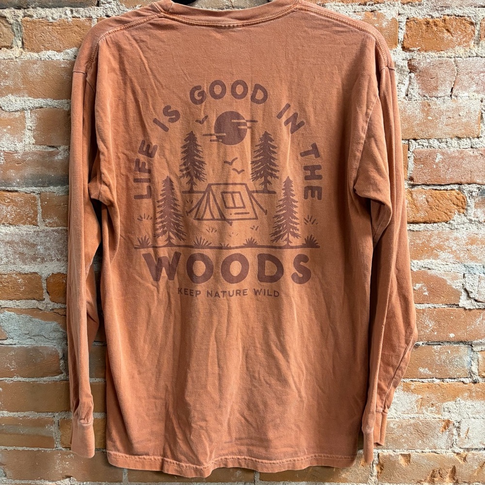 Keep Nature Wild Orange Long-Sleeve Shirt Nature Outdoors Woods Hiking Men’s M